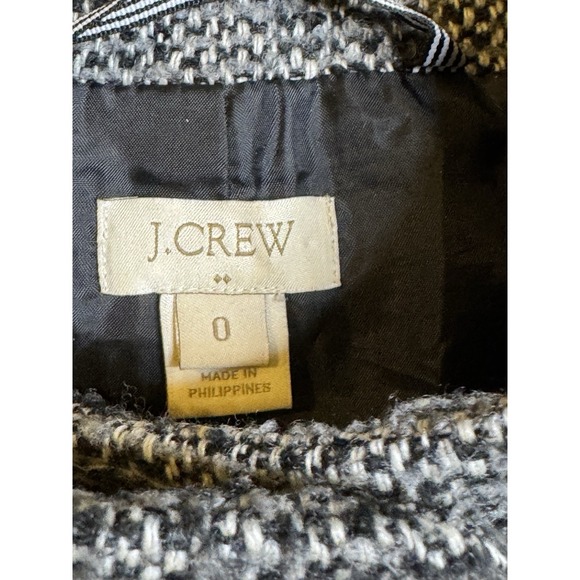 J Crew Tweed Coat Women Size 0 Black White Long Wool Blend Walker Pea - Picture 5 of 13